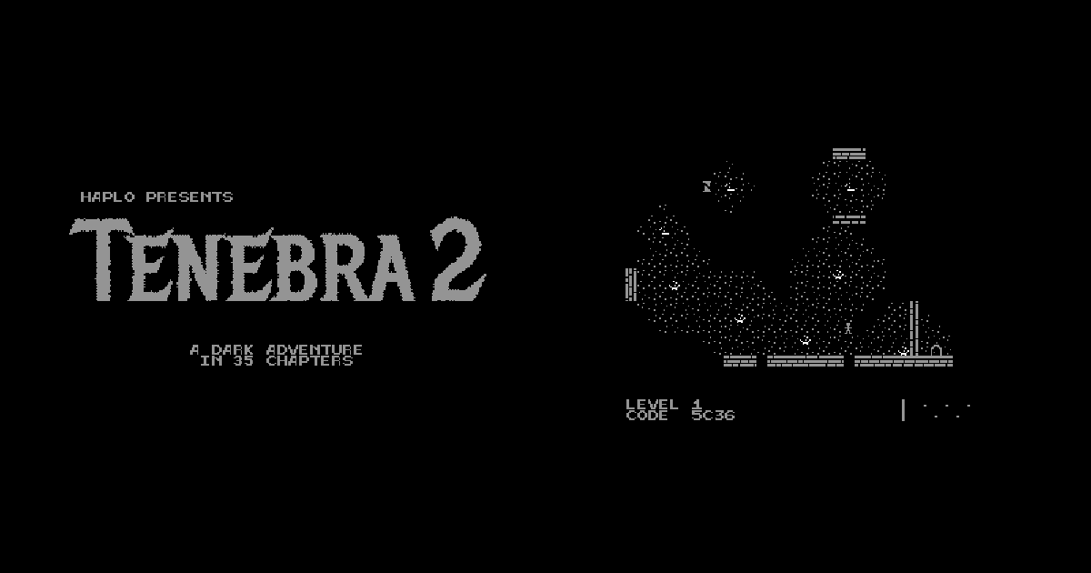 Tenebra 2 on the Commodore 64: title screen and gameplay